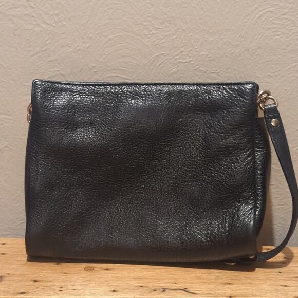 Kate Spade Black Shimmer Pebbled Leather Chain/Leather Strap Shoulder Bag - Picture 4 of 10
